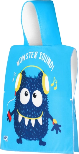 Dječje pončo od mikrovlakana s kapuljačom NILS aqua Monster Sound