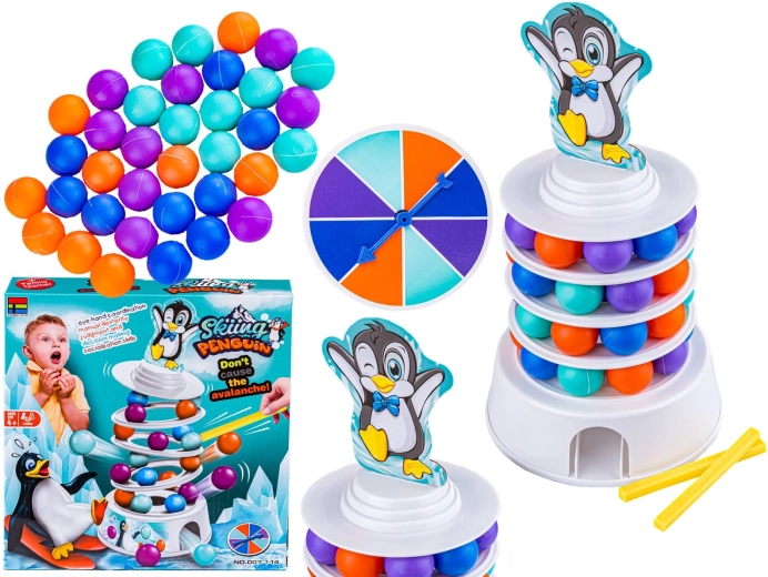Skill game: penguin on a wobbling tower