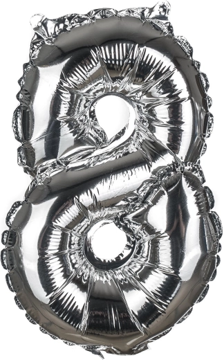 Foli balon na napuhavanje broj 8, 30 cm – mješavina zlatne i srebrne