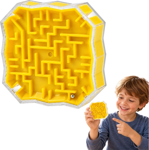 Logical Game Labyrinth with Ball Yellow