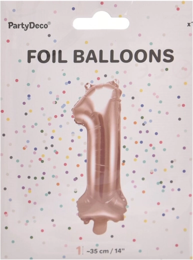 Folijski balon broj 1 biserno ružičasti 35 cm