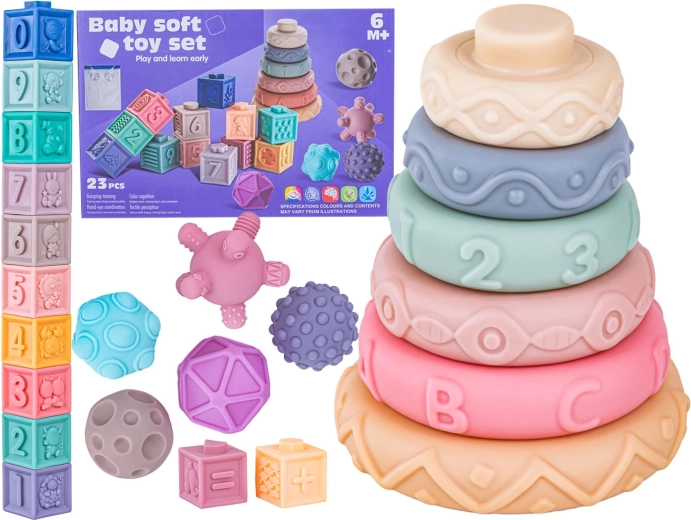 Senzoričke silikonske kocke za bebu – 23 kom