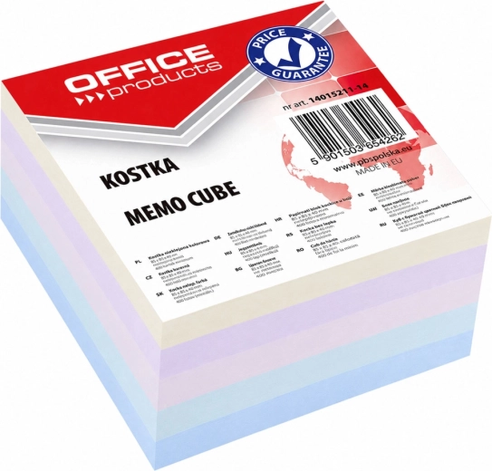 Lijepljena papirnata kocka Office Products 85 × 85 × 40 mm, mix boja - 1 komad