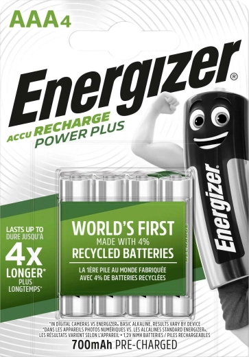 Energizer Power Plus AAA punjive baterije 700 mAh, 4 kom