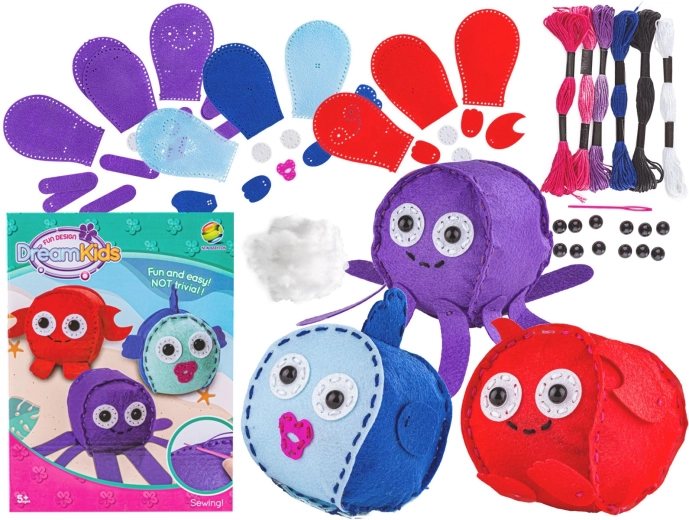 Creative sewing/embroidery kit for plush toys and little pillows – sea animals