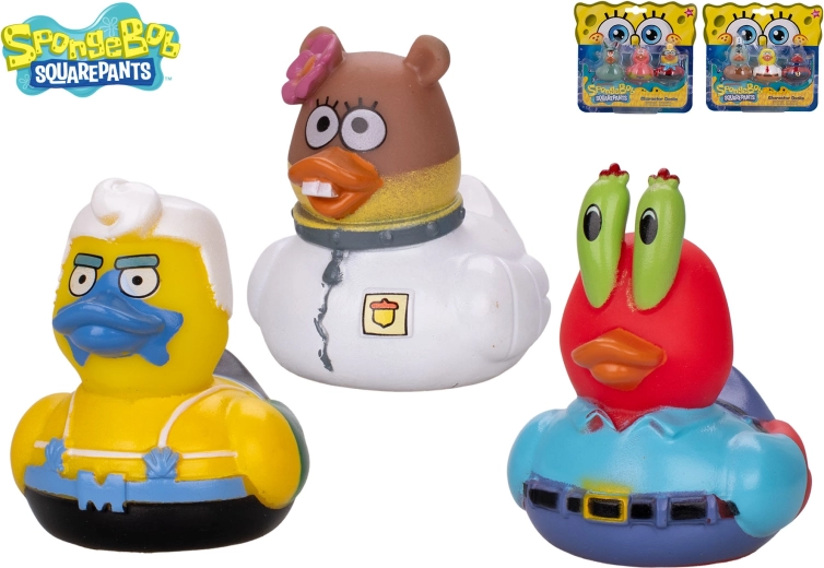 Set za kupanje – gumene patkice SPONGEBOB, Sandy i Squidward (3 kom)