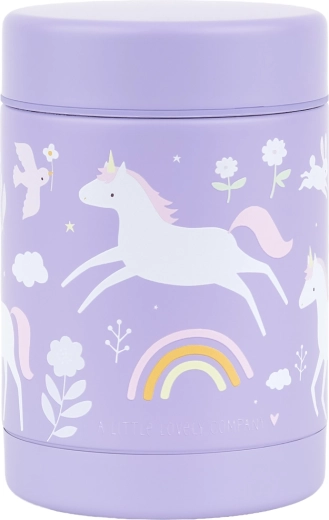 A Little Lovely Company izolirana posuda za hranu od nehrđajućeg čelika s motivom jednoroga i duge 300 ml