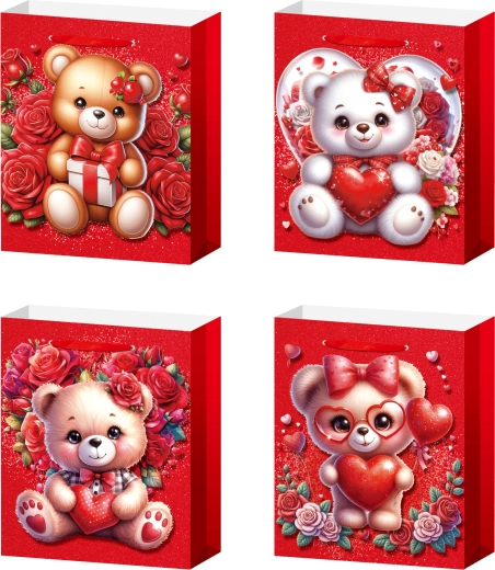 Poklon-vrećica S – medvjedić s ružama