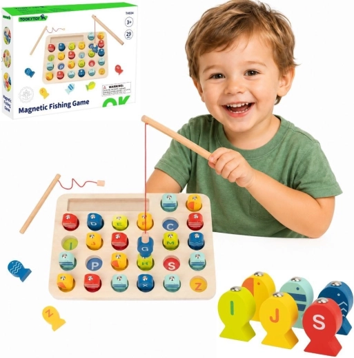 Wooden Magnetic Fishing Game with Letters Tooky Toy