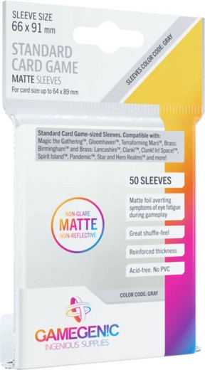 Gamegenic inner matte card sleeves (64 × 89 mm) – 50 pcs