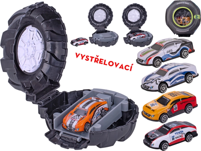 Metalni sportski autić s izbacivom gumom 6,5 cm