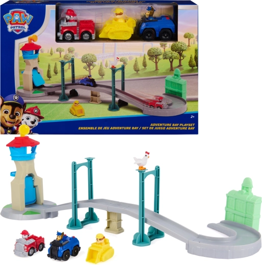Spin Master PAW Patrol set za igru Adventure Bay s mostom, 3 vozila i figuricom Chickalette