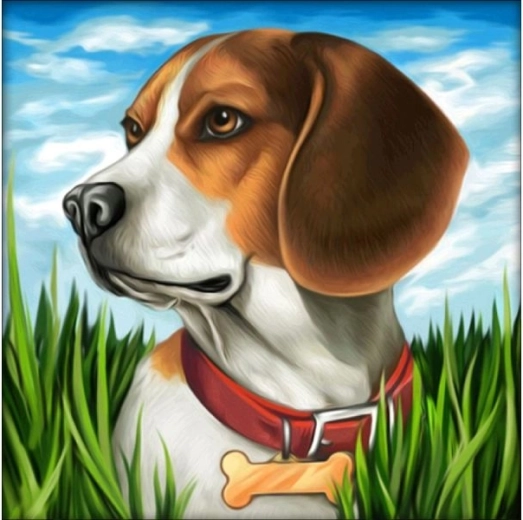 Dijamantni mozaik (diamond painting) pas beagle 30 × 30 cm – 1 komad