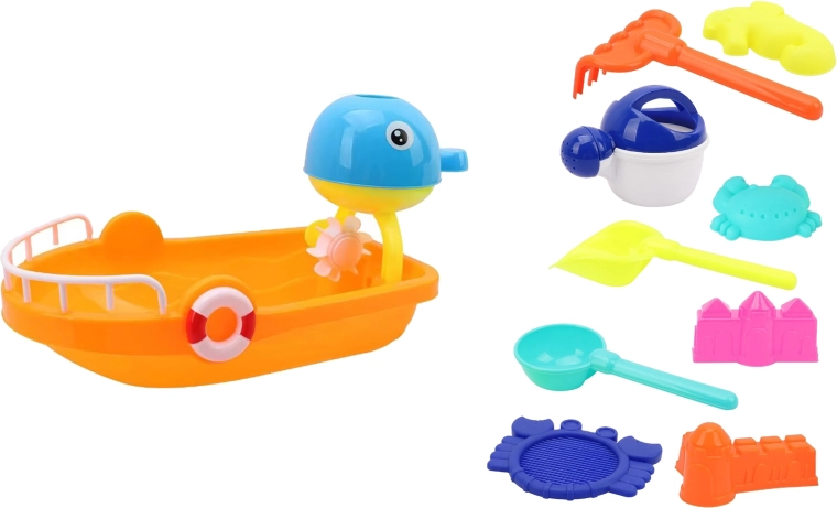 Set za pijesak s brodićem 35 cm – 10 kom.