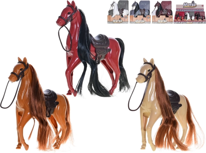 Plastična figurica konja 12 cm sa sedlom i češljanom grivom