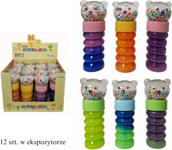 Plastic slime in a tube with a teddy bear design