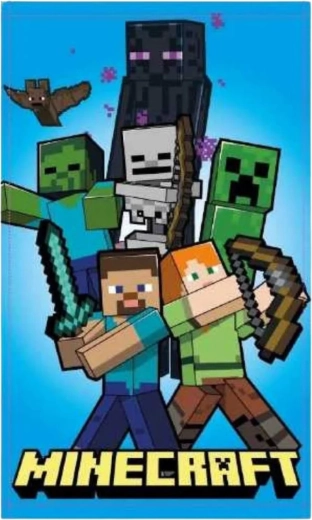 Dječji ručnik Minecraft 30 × 50 cm sa Steveom, Alex, Creeperom i Endermanom