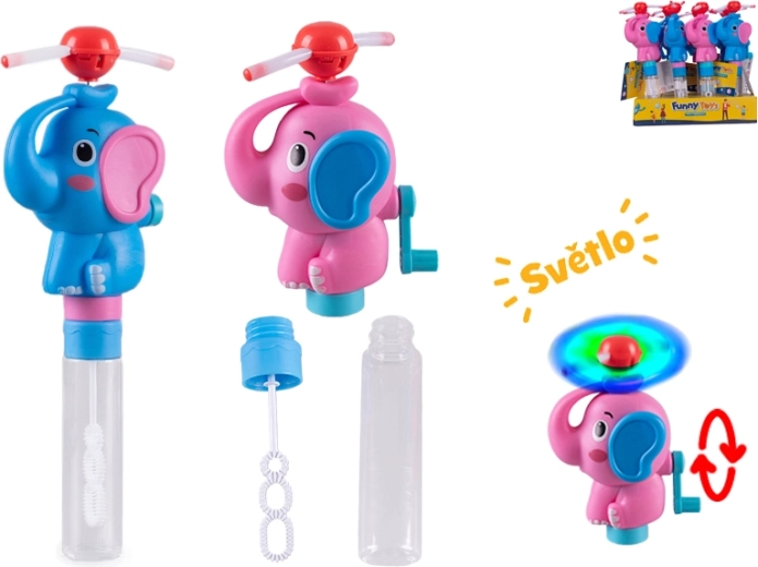 Puhač mjehurića u obliku slona na baterije sa svjetlom i propelerom 23,5 cm