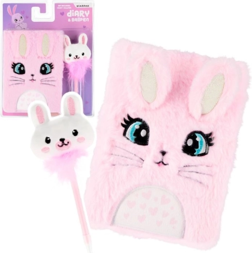 Plush diary with lock and pen A5 bunny - 1 piece