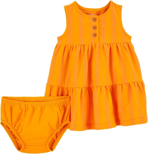 Carter's dress with diaper cover yellow stripes for baby girl
