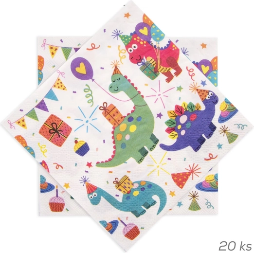 Papirnate salvete s motivom dinosaura 33 × 33 cm (20 kom)