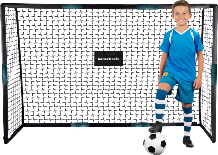 Čelični nogometni gol Bauerkraft s mrežom za trening 180 × 120 × 60 cm crno-plavi