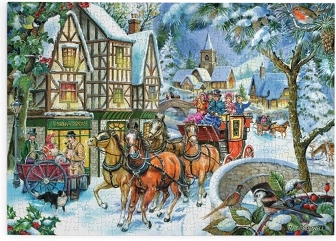 House of Puzzles Winter Stagecoach jigsaw puzzle with 500 extra-large pieces