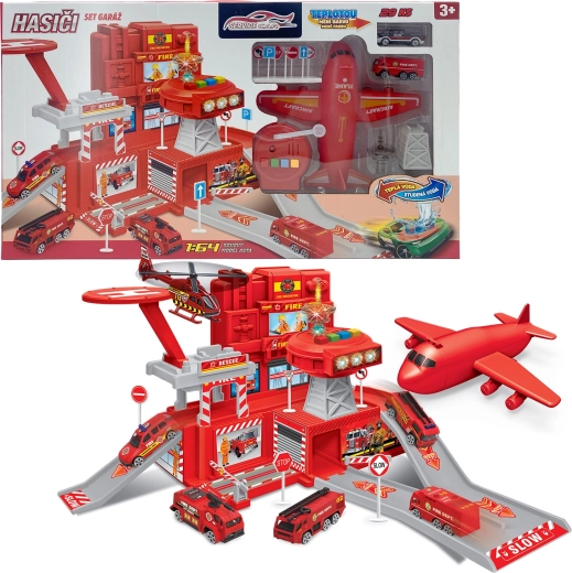 Vatrogasni set s garažom i automobilom koji mijenja boju
