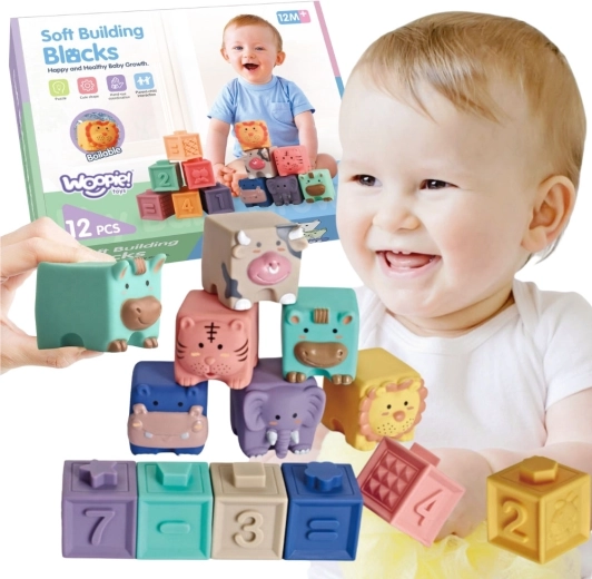 WOOPIE BABY Sensory Squeeze and Learning Cubes - 12 pcs