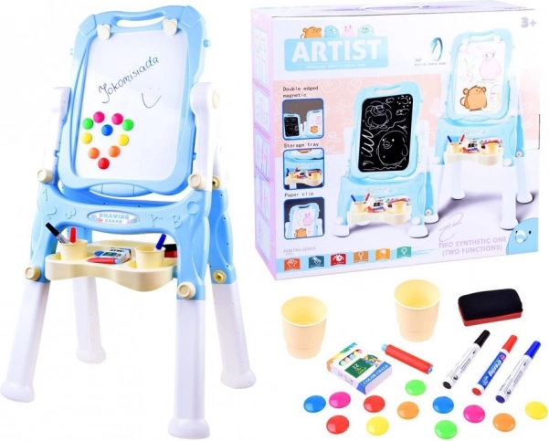 Dječja dvosmjerna magnetna i kredna slikarska stalna ploča – Plava