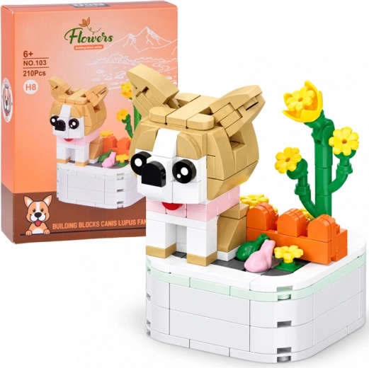 Shiba Inu Dog Building Set on a Base, 210 Pieces