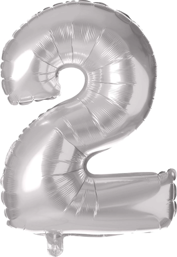 Foli balon na napuhavanje broj 2, 30 cm, srebrni TORO