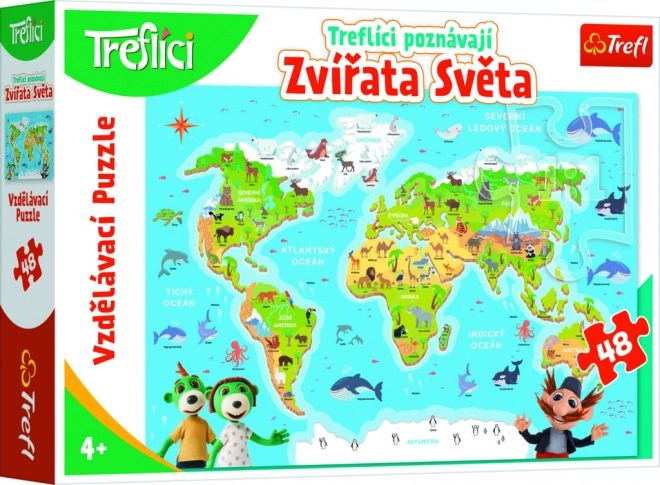Puzzle Treflíci Upoznaju Životinje Svijeta 48 Dijelova