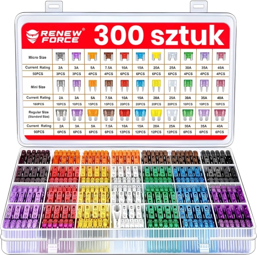 Set automobilskih osigurača 300 kom 2–40 A (micro/mini/standard) s organizatorom i izvlakačem