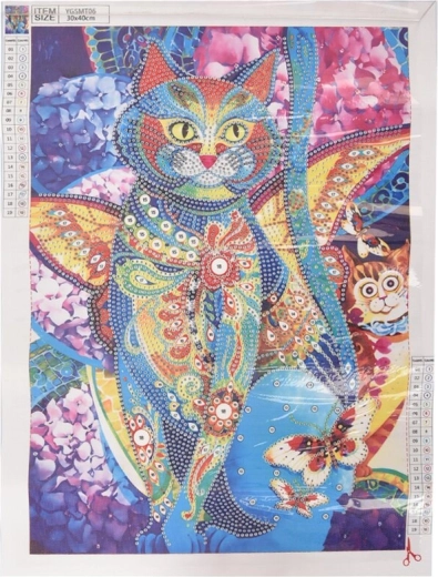 Dijamantno slikanje svjetleća mačka 30 × 40 cm