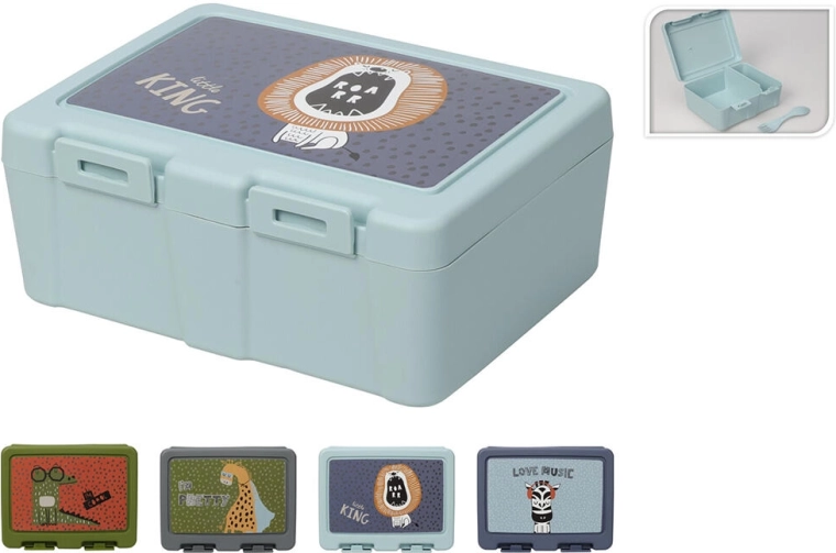 Kutija za užinu s klik-zatvaračem i tiskom, plastika, mješavina dekoracija 18 × 13,5 × 7,5 cm