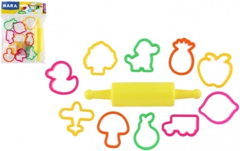 Izrezivači za modelinu NARA s plastičnim valjkom - 11 kom