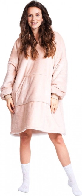 Cozy Noxxiez CH357 Bež - topla televizijska dekica s kapuljačom u obliku hoodieja za tinejdžere i odrasle