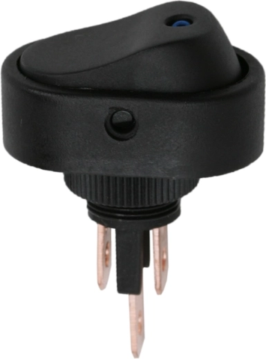 Black rocker switch with blue LED
