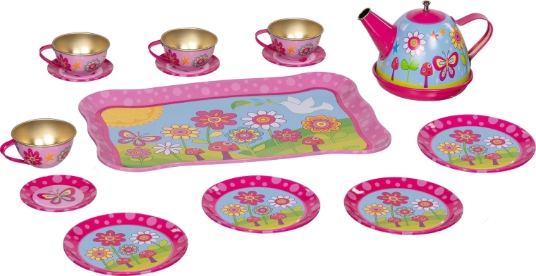 Funky Flowers Tin Tea Set