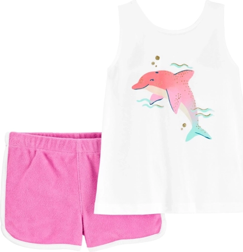 Carter's dvodijelni set majica bez rukava i kratke hlače Pink Dolphin za djevojčicu (9 mj)