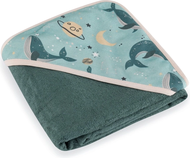 PETITE&MARS bamboo hooded towel Loulou Whale Song 100 × 100 cm