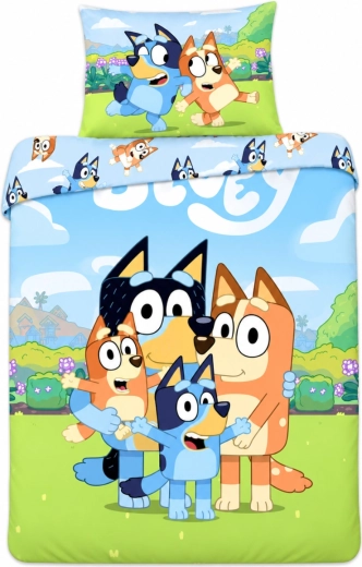 Pamučna posteljina za dječji krevetić Bluey Obitelj 100 × 135 cm