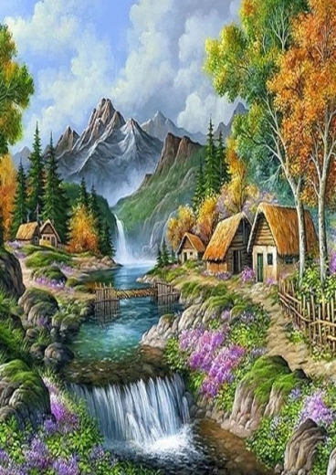 Norimpex diamond painting houses in the mountains 30 × 40 cm
