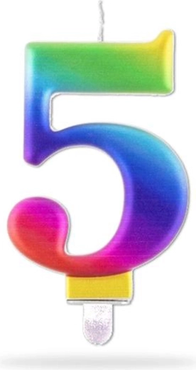 Torta svijeća broj 5, zabodiva, dugina 7,5 cm