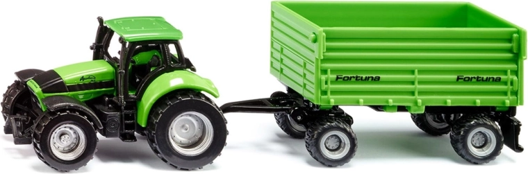 Siku traktor DEUTZ-FAHR s dvoosovinskom prikolicom Fortuna