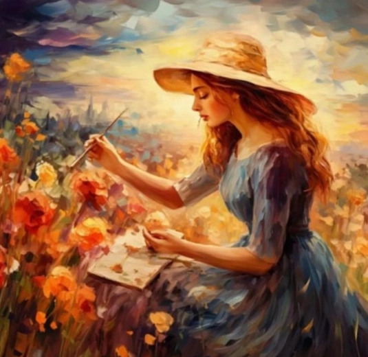 Slikanje po brojevima – žena sa šeširom 40 × 50 cm