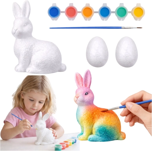 Set za oslikavanje uskrsnih ukrasa od stiropora – zeko i 2 jaja