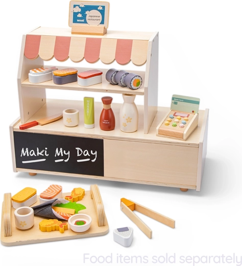 Children's wooden mini restaurant stand
