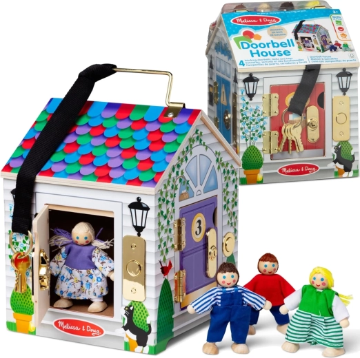 Drvena kućica s vratnim zvoncima MELISSA & DOUG Doorbell House